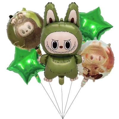 זר בלוני לבובו labubu צבע ירוק קהה
