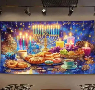 פוסטר רקע חנוכייה צבעונית בגודל 150x105 ס