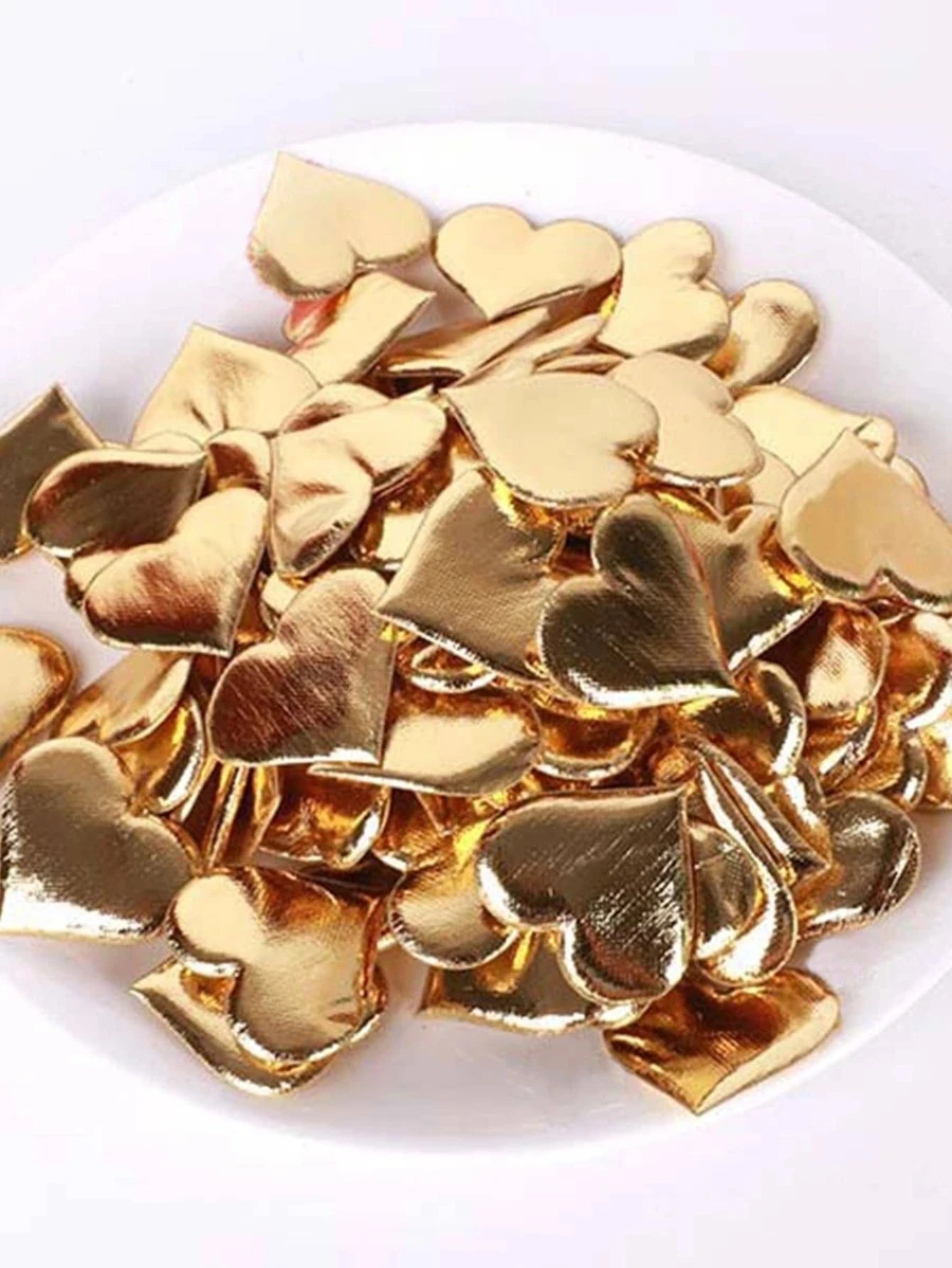 50 קונפטי לבבות צבע זהב