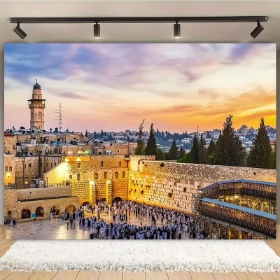 פוסטר רקע ירושלים מבד פוליאסטר גודל 150x105 ס