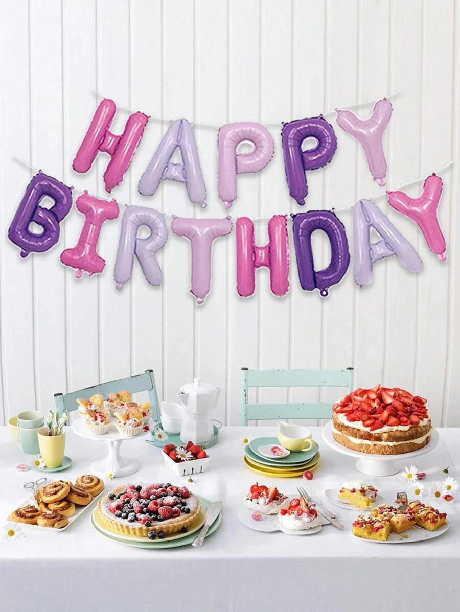בלון happy birthday בצבע סגול ורוד