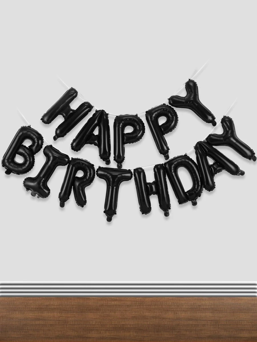 בלון happy birthday בצבע שחור