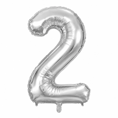 בלון ספרה 2 בצבע כסף 34 אינץ