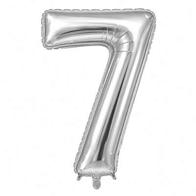 בלון ספרה 7 בצבע כסף 34 אינץ