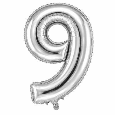 בלון ספרה 9 בצבע כסף 34 אינץ