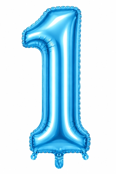בלון ספרה 1 בצבע תכלת 34 אינץ