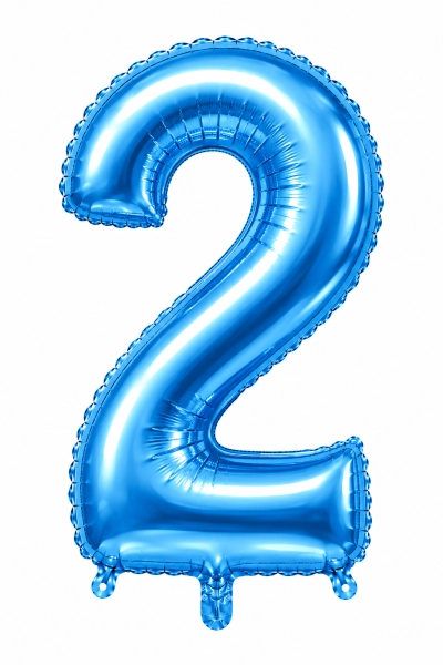 בלון ספרה 2 בצבע תכלת 34 אינץ