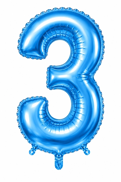 בלון ספרה 3 בצבע תכלת 34 אינץ