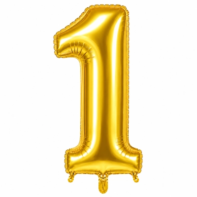 בלון ספרה 1 בצבע זהב 34 אינץ