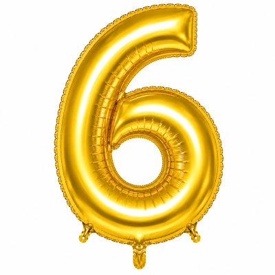 בלון ספרה 6 בצבע זהב 34 אינץ