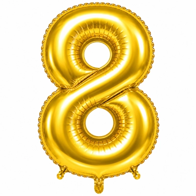 בלון ספרה 8 בצבע זהב 34 אינץ