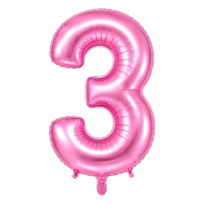 בלון ספרה 3 בצבע ורוד 34 אינץ