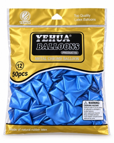 50 יחידות בלוני כרום מטאליים Yehua בצבע כחול 12 אינץ