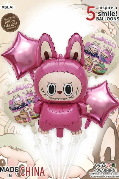 בלוני לבובו labubu צבע ורוד מטאלי