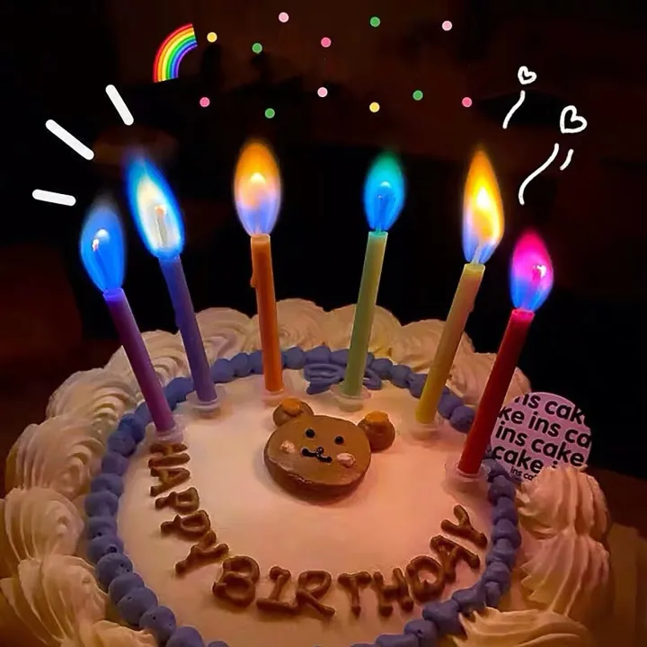 נרות יום הולדת עם להבה צבעונית